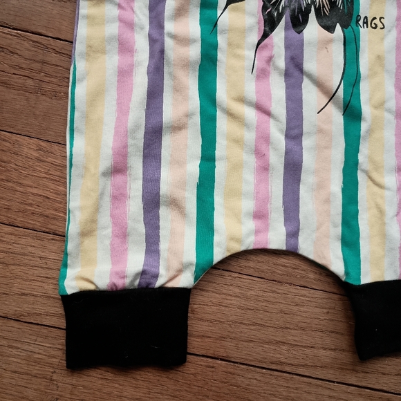 Rags To Raches Striped Sleeveless Feather Romper - Picture 2 of 5